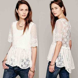Free People X Viola Embroidered Top