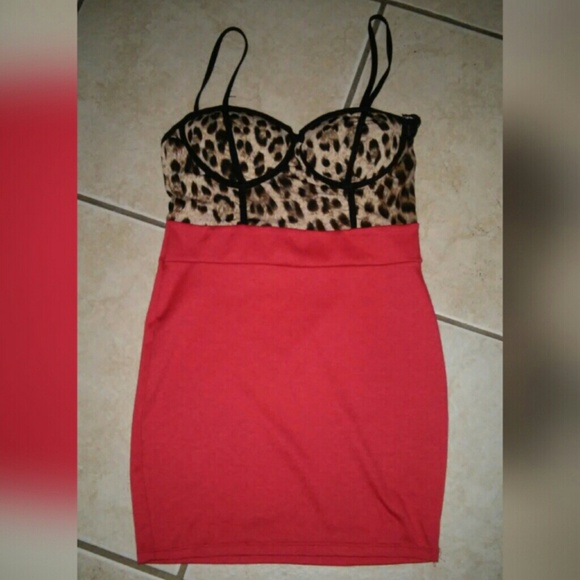 Leopard/Red bodycon dress