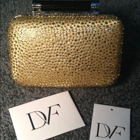 NWT Diane von Furstenberg Crystal Gold Clutch - Picture 4 of 4