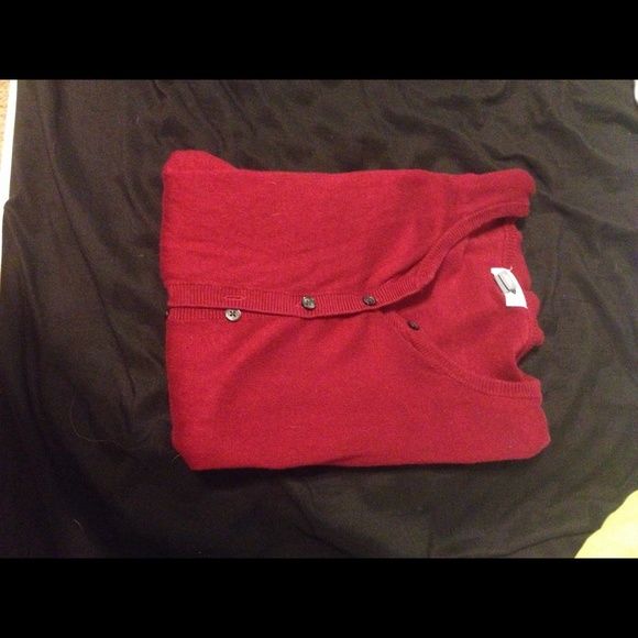 Red cardigan