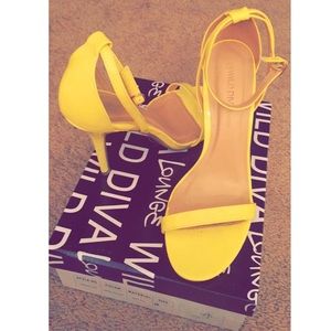 Lemon Yellow ankle strap heel size 9