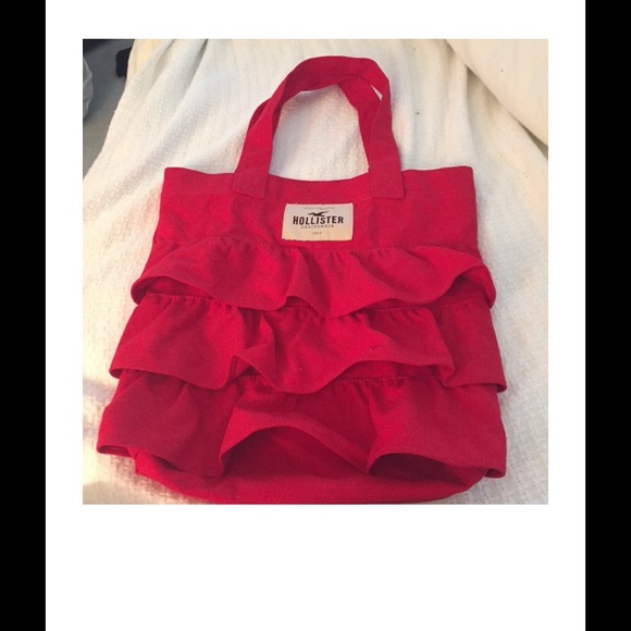 Red ruffled Hollister tote