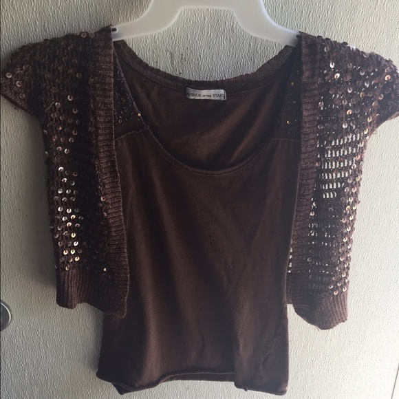 Brown tank with sequin vest sz M