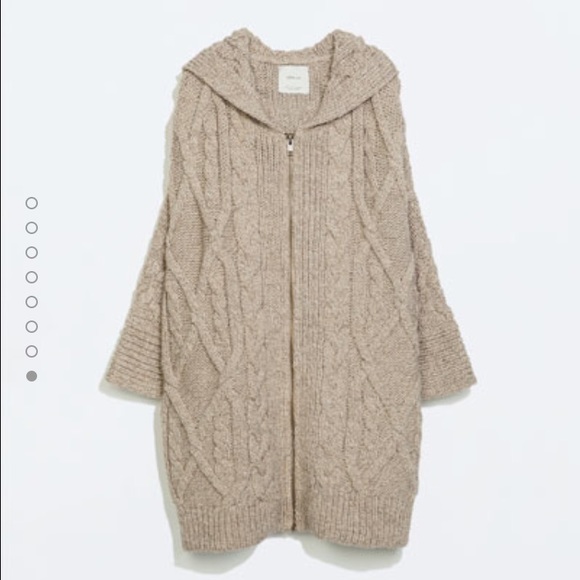 Zara Sweaters - Zara hooded zip up sweater beige