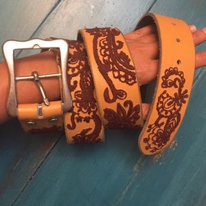 Lucky brand embroidered tan belt