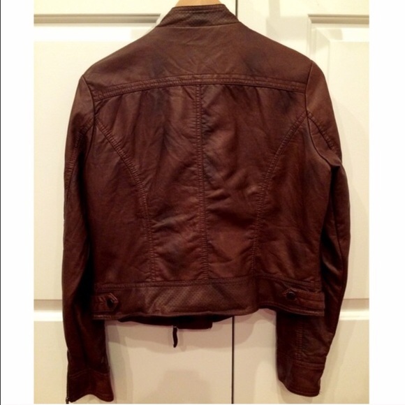 Brown Faux Leather Motorcycle Jacket - Picture 4 of 4