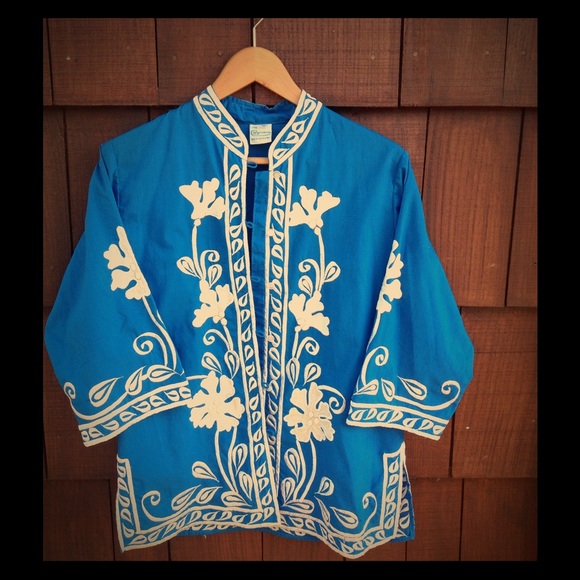 Vintage 70's Boho Bohemian Tunic Caftan Top