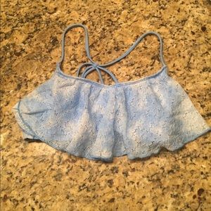 Tie dye flounce bathing suit top