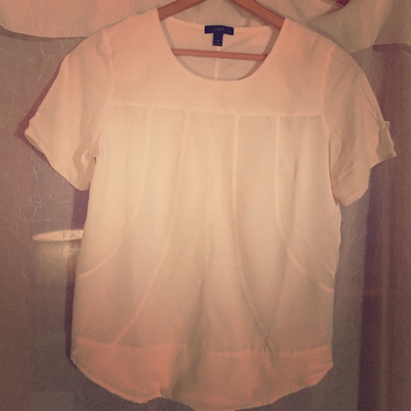 JCrew White Paneled Short Sleeve Shirt - Picture 1 of 2