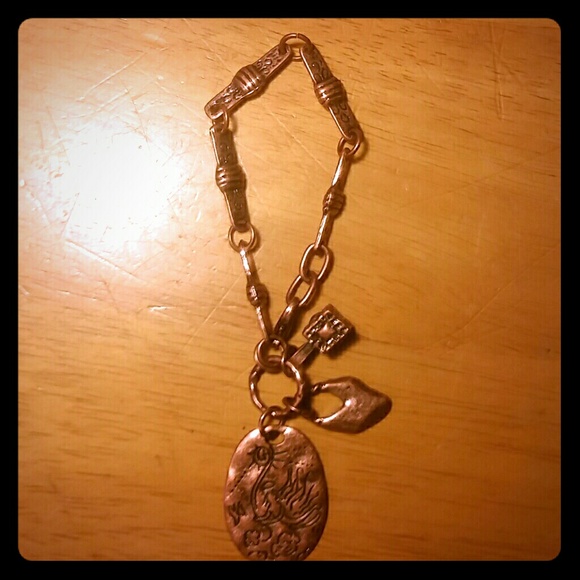 Engraved Bronze Charm Bracelet
