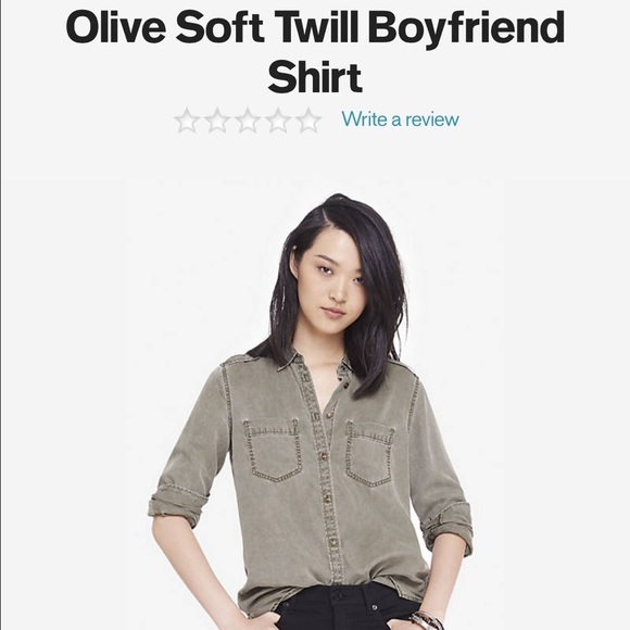 Express - Olive Soft Boyfriend Shirt