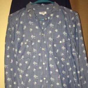 Patterned chambray button down