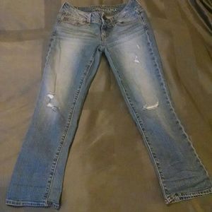 American Eagle Ripped Denim Capris