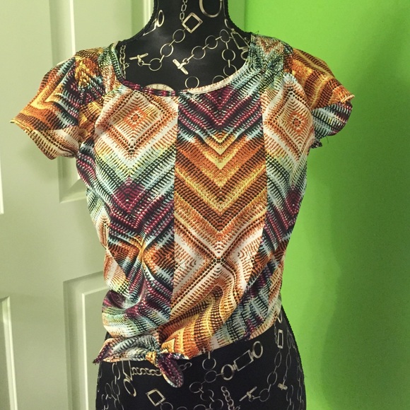 Fun patterned silk tie-up shirt