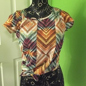 Fun patterned silk tie-up shirt