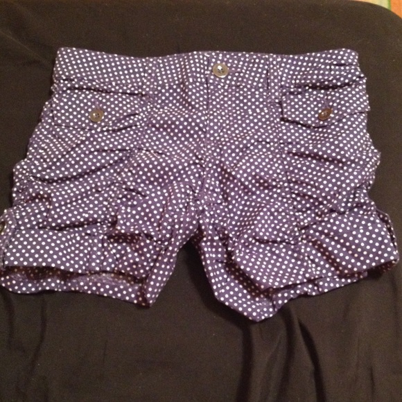 Navy Blue and White Polka Dot Shorts