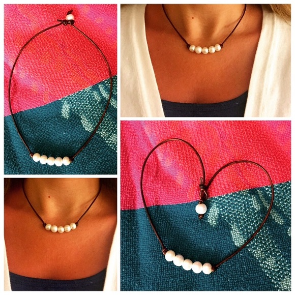 5 Pearl leather necklace