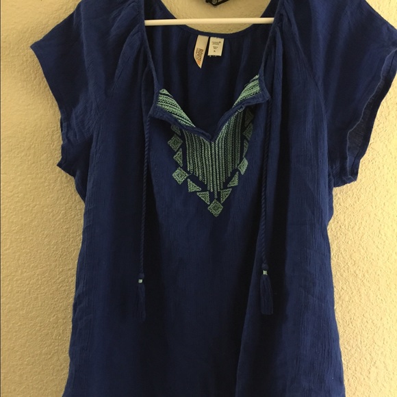 Royal Blue Peasant Top