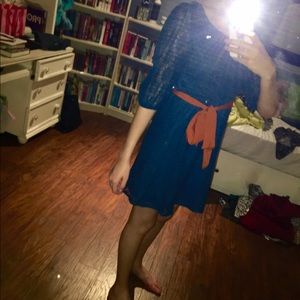 Lacey real dress with orange bow