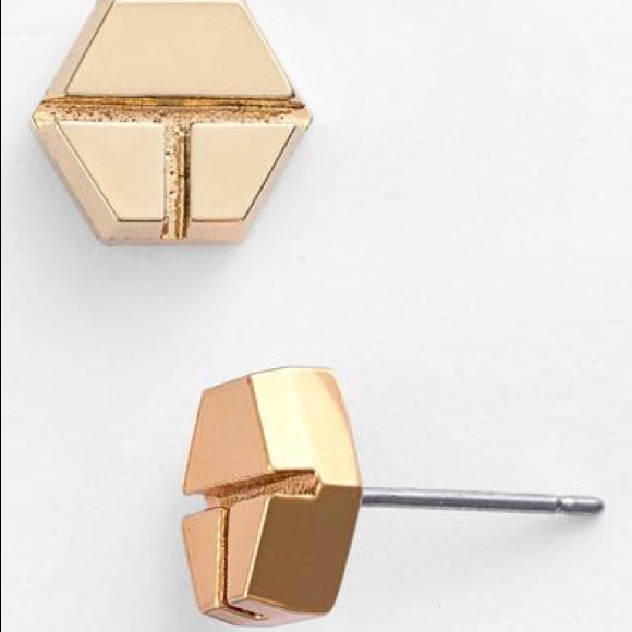 Tory Burch 'Geo' Hexagon stud earrings in Gold