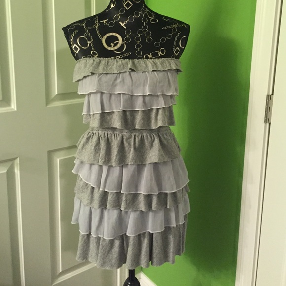 Gray strapless dress