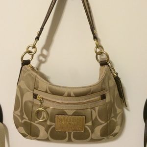 Coach Poppy Gold Sateen Shoulder Bag