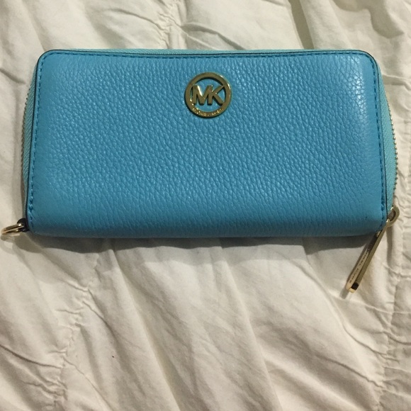 Teal and gold wallet