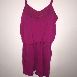 pink romper with pockets