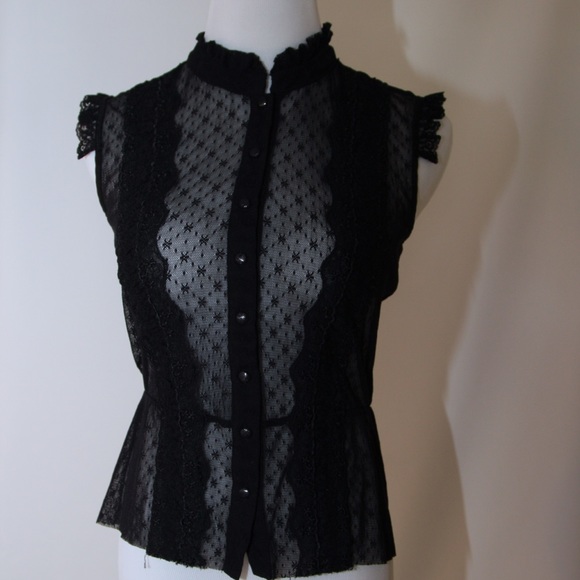 Gorgeous, Free a People Black, Lace, Ruffled Top