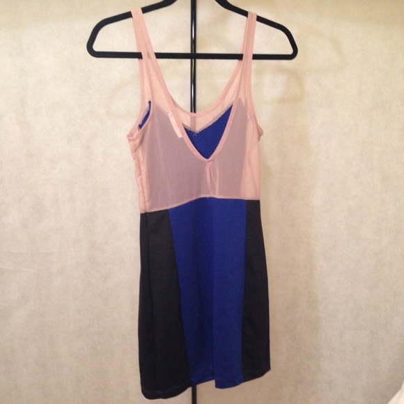 Blue black and sheer body con dress - Picture 2 of 2