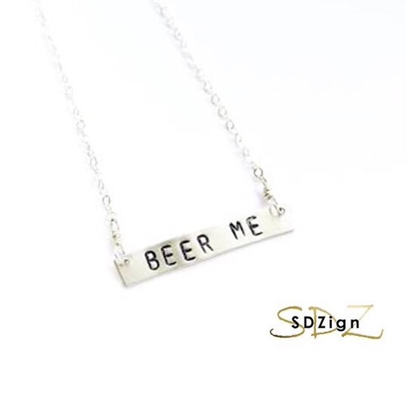 BEER ME Silver Bar Necklace