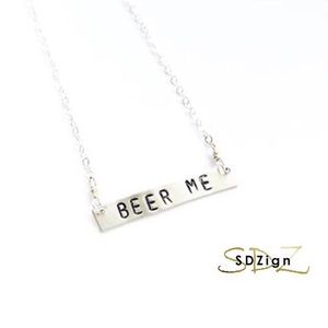 BEER ME Silver Bar Necklace