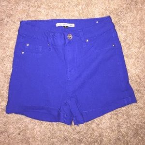 High rise royal blue shorts