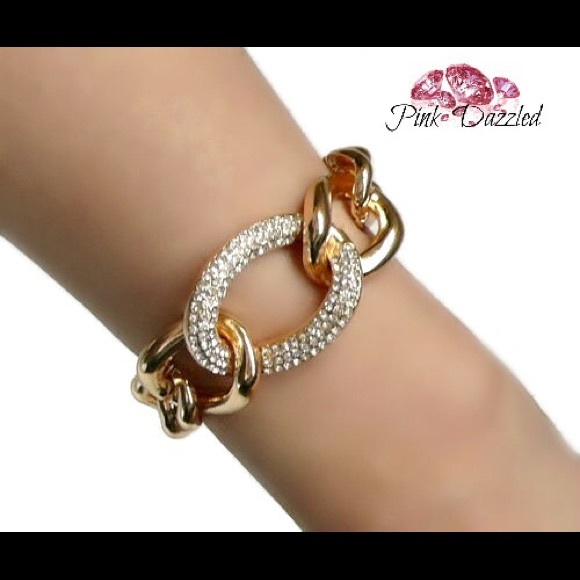 Pave Crystal Chunky Chain Bracelet - Picture 2 of 3