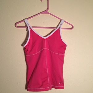 Pink fitted Nike women's workout shirt