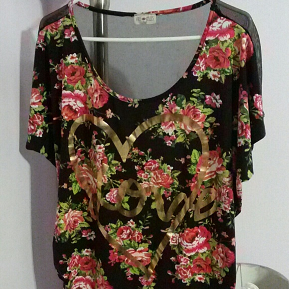 Floral Gold Heart w/Love