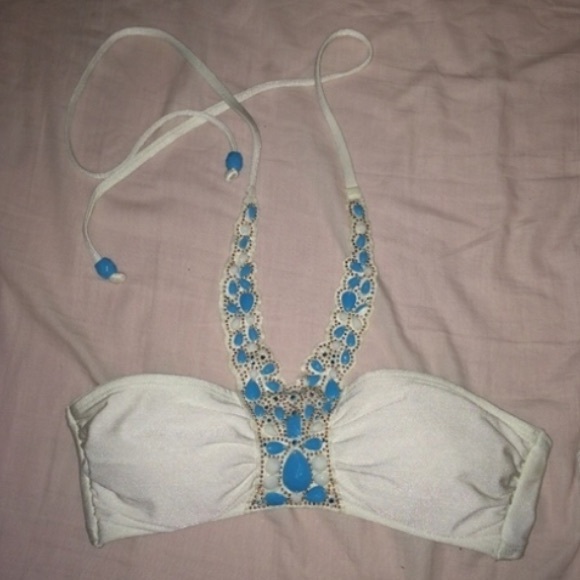 White Embellished Bikini Set