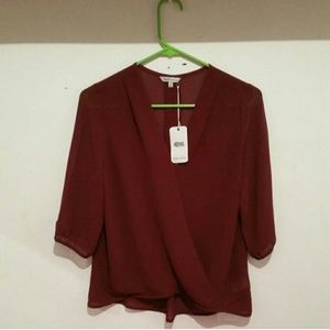 Maroon sheer blouse