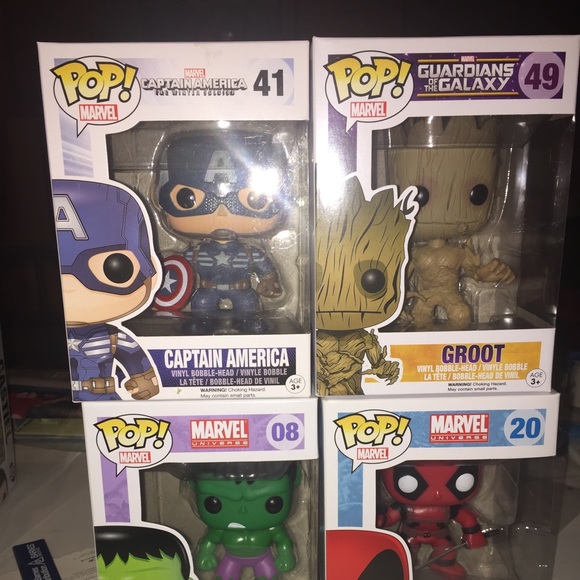 FUNKO POP LOT CAPTAIN AMERICA HULK GROOT DEADPOOL