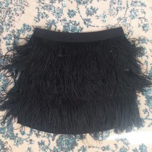 Madison Marcus black feather skirt