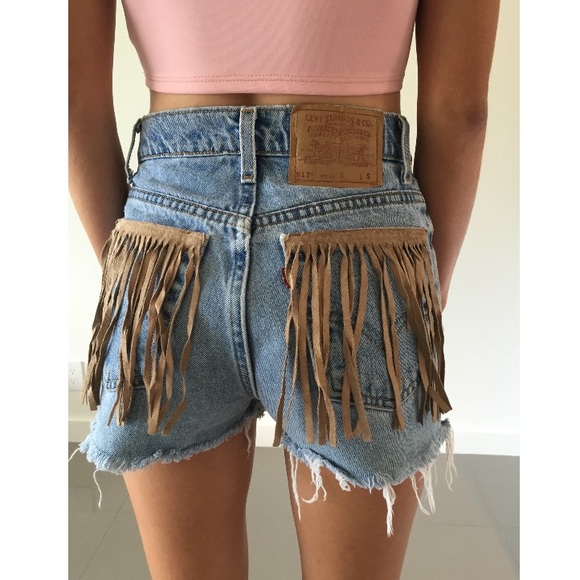 LF Vintage Fringe High Waisted Shorts
