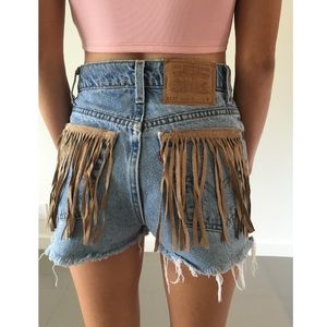 LF Vintage Fringe High Waisted Shorts