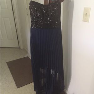 Navy and black high low dress