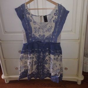 Free People Song Bird Pinafore Dress in Sky