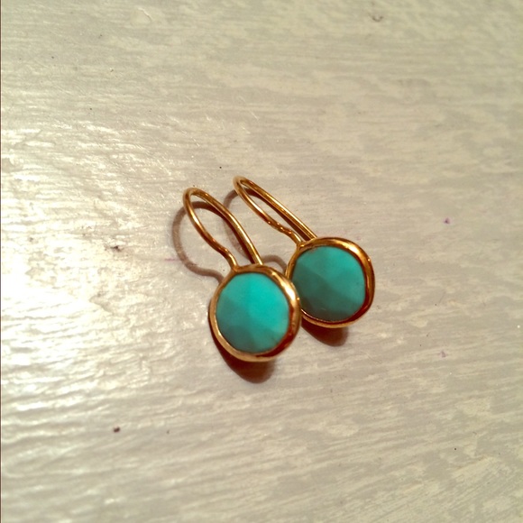 Anthropologie Jewelry - Gold with turquoise stone earrings