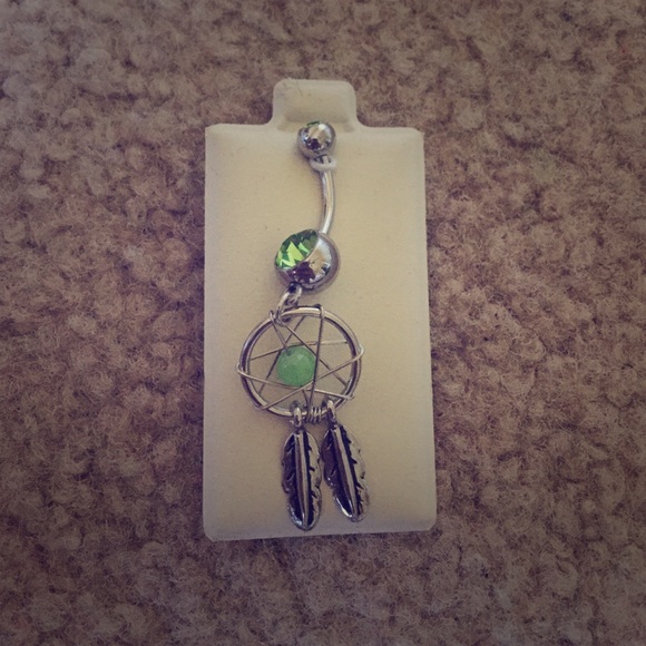 Dream Catcher Belly Button Ring in Green