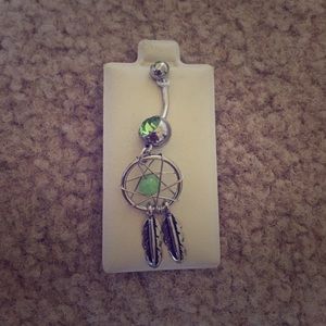 Dream Catcher Belly Button Ring in Green