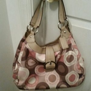 Authentic Coach pink and tan soho snaphead purse
