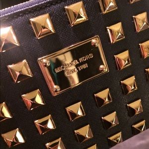 **Traded** Michael Kors Navy Pyramid Stud Wristlet