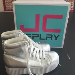 Jeffrey Campbell Play Silver Platform Sneakers